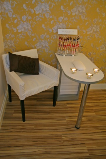 The nail station by the window upstairs